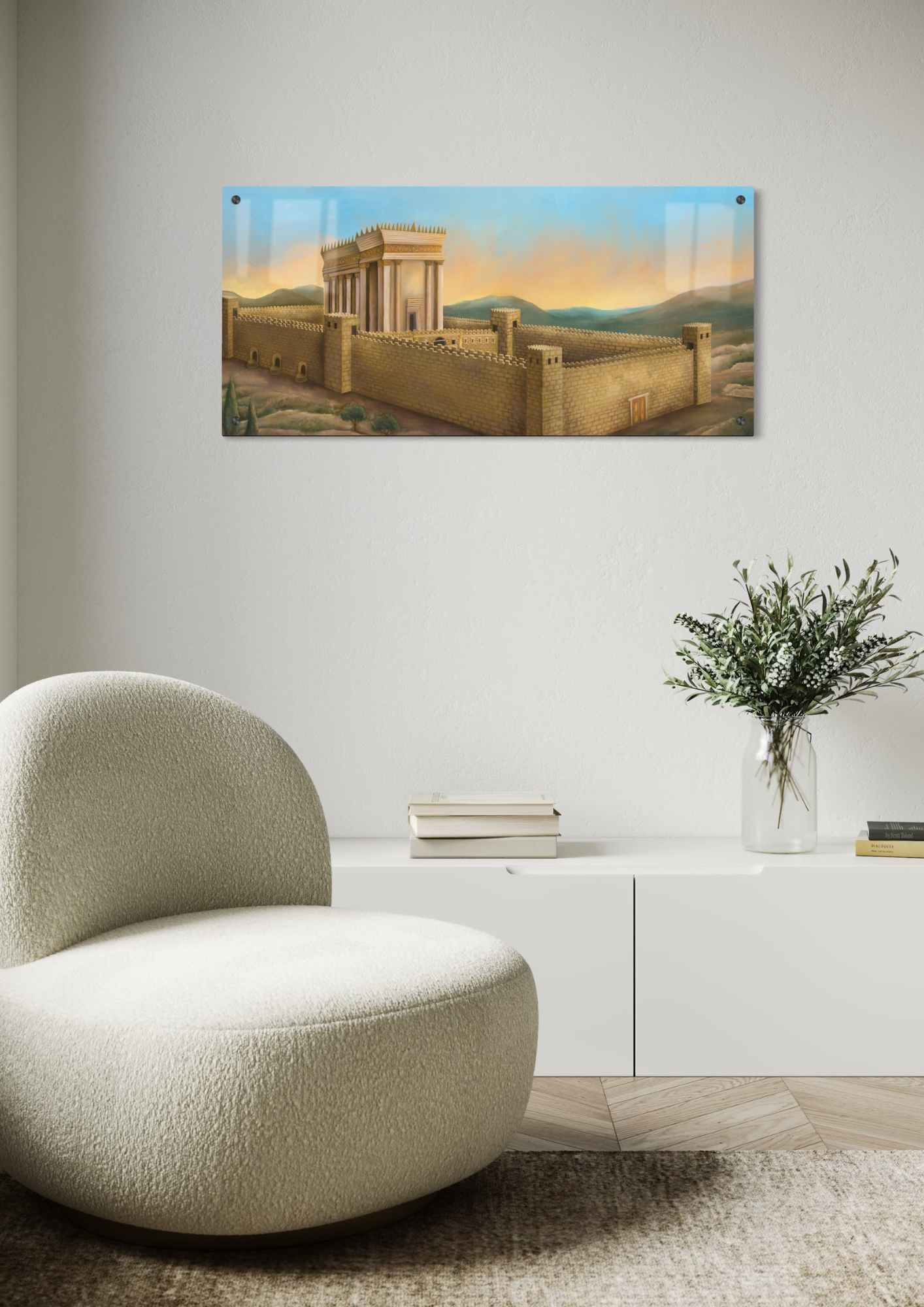 דגם בית המקדש בהדפסה על זכוכית