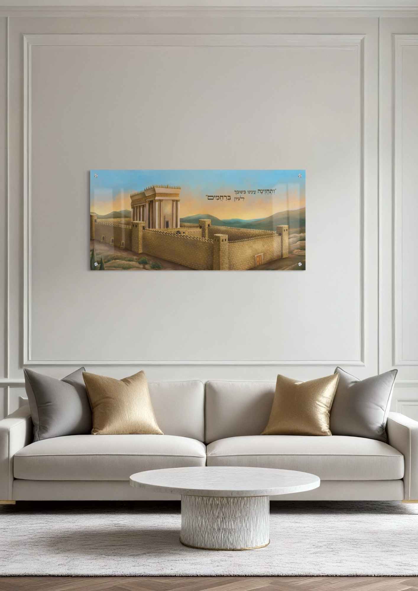 דגם בית המקדש בהדפסה על זכוכית