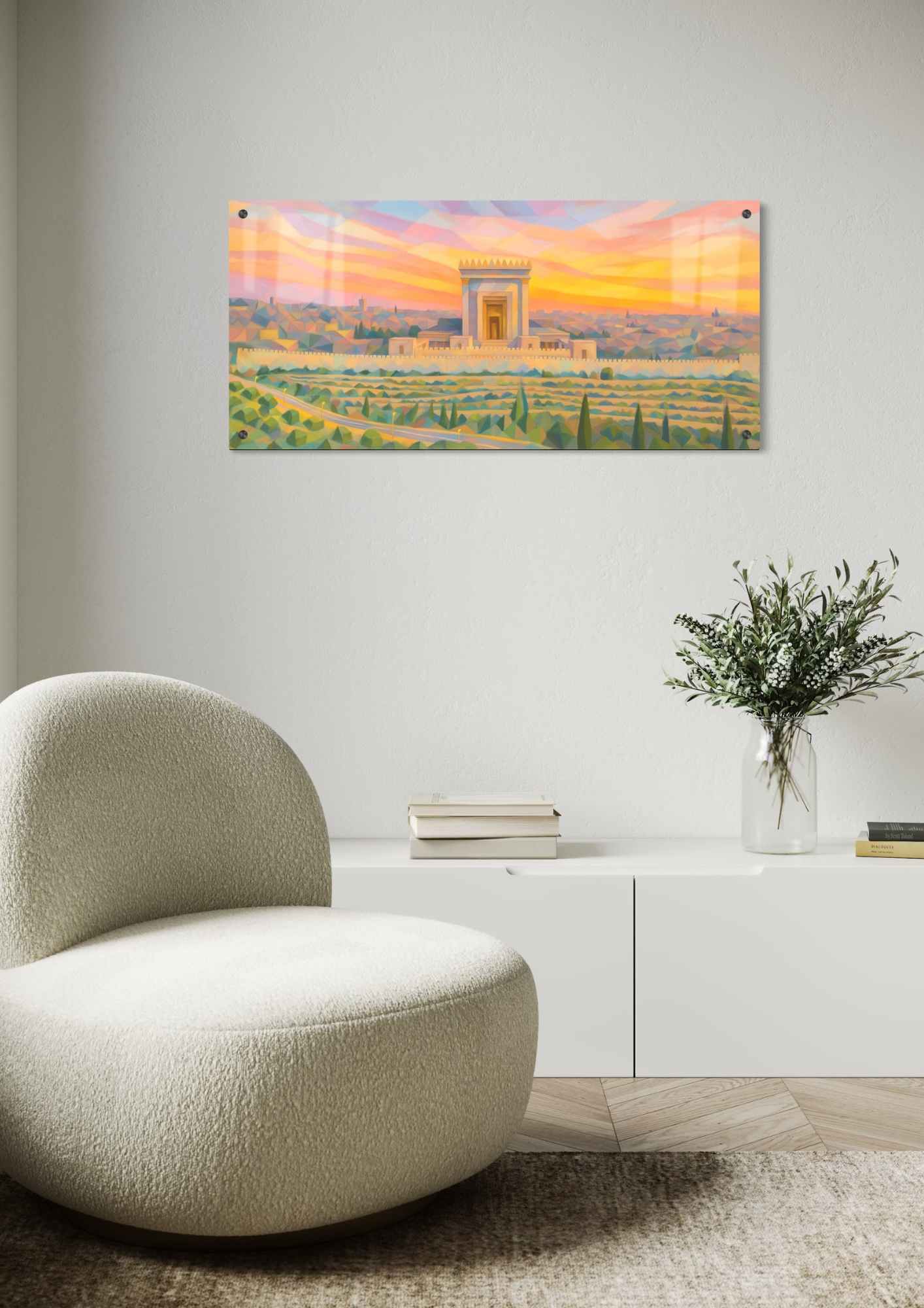 דגם בית המקדש השלישי בהדפסה על זכוכית