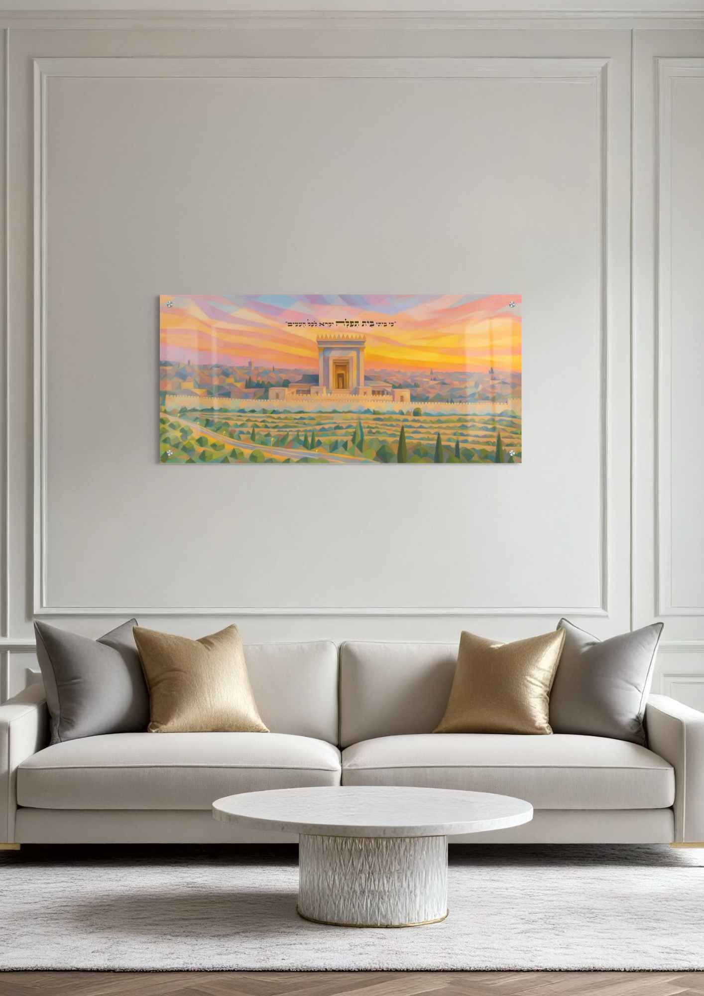 דגם בית המקדש השלישי בהדפסה על זכוכית