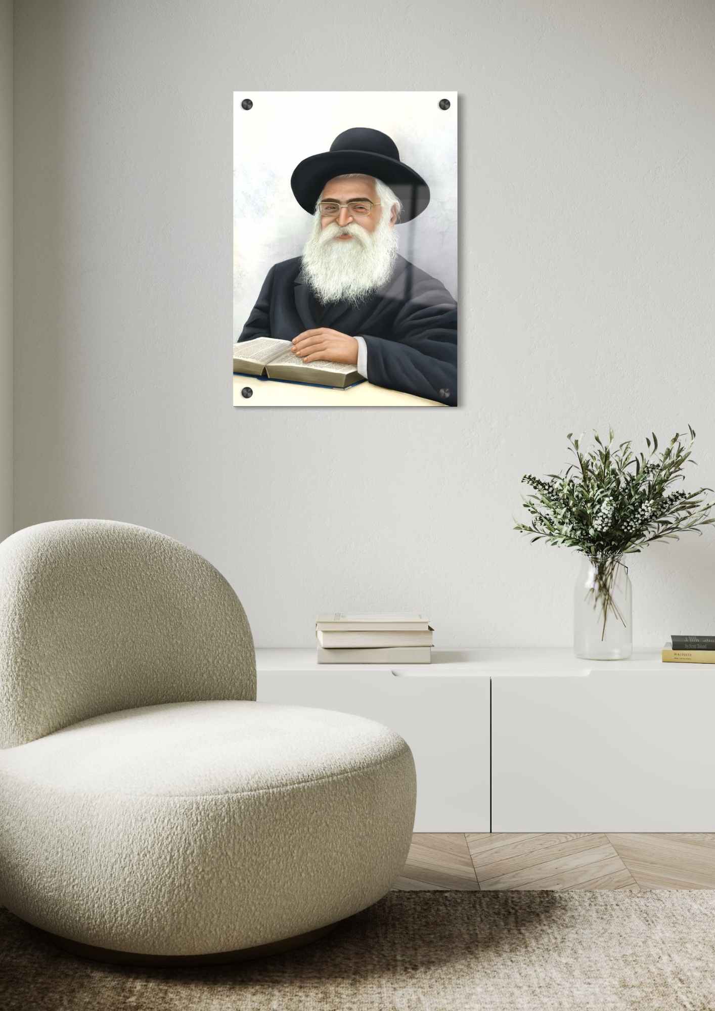 דגם הרב יורם אברג'ל בהדפסה על זכוכית