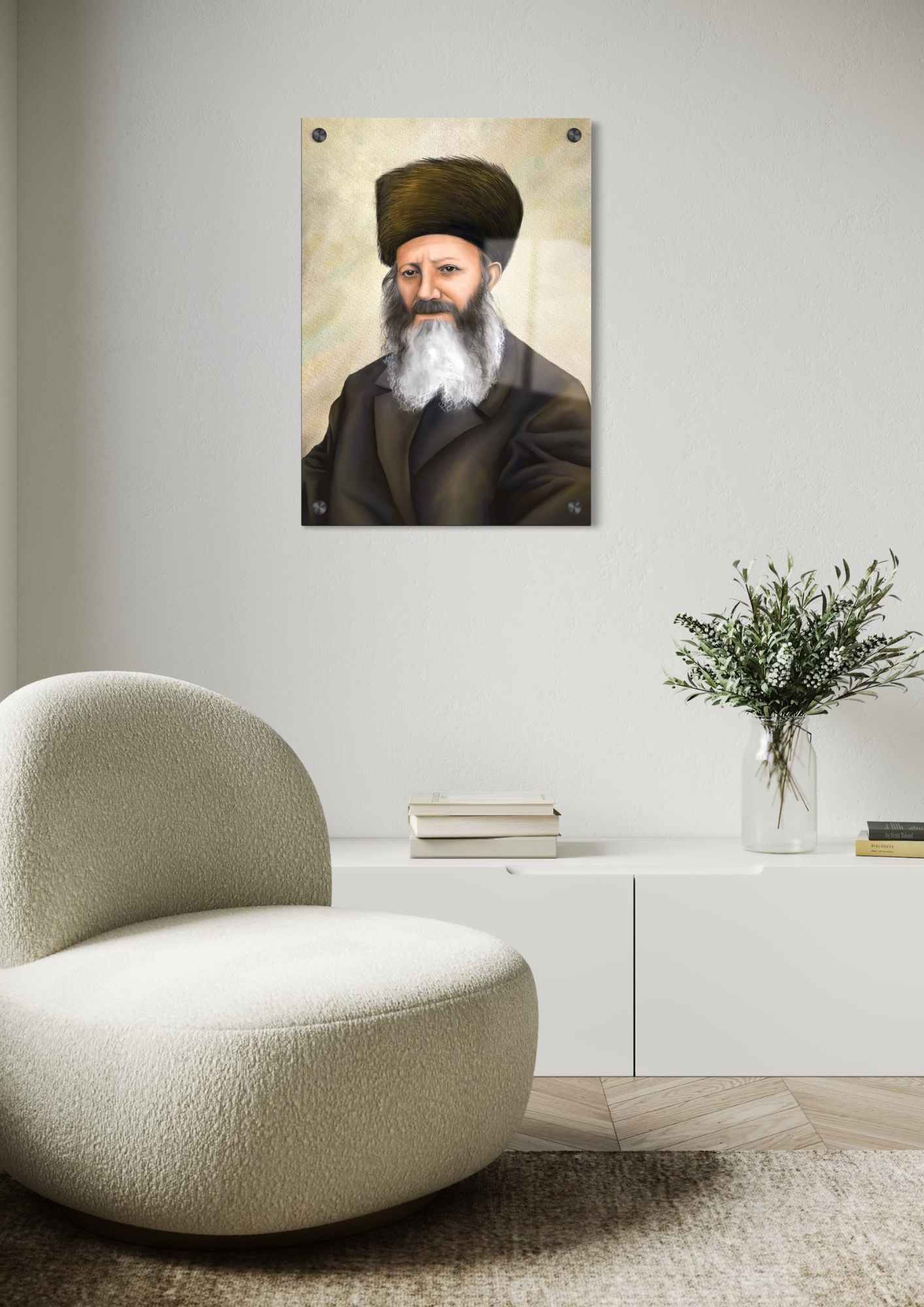 דגם הרב אברהם יצחק הכהן קוק בהדפסה על זכוכית