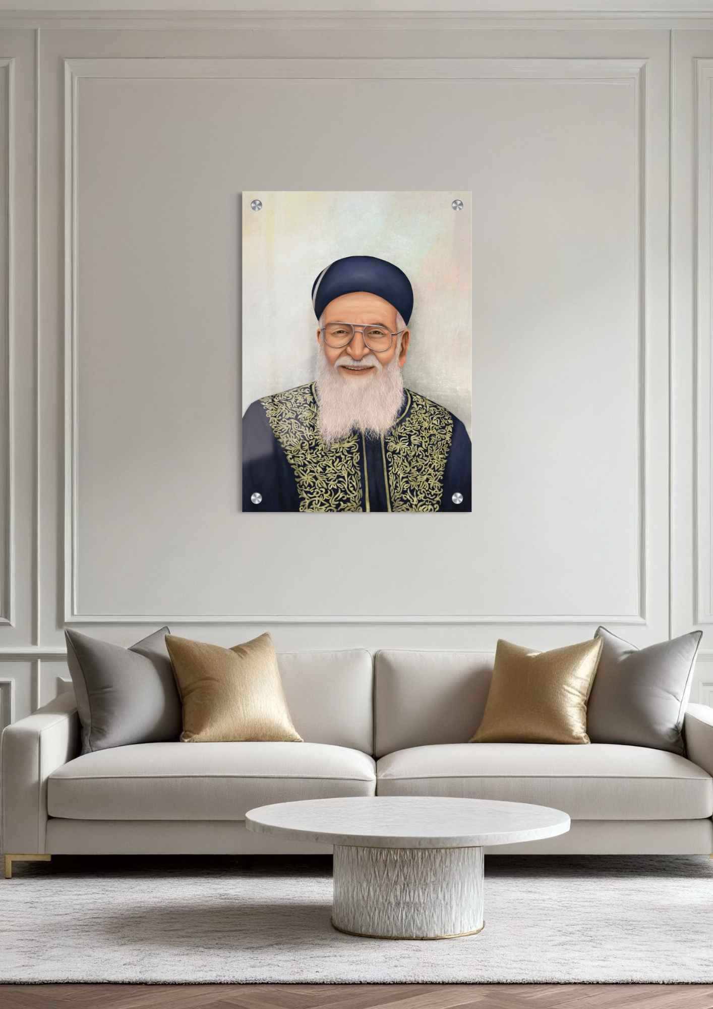 דגם הרב מרדכי אליהו בהדפסה על זכוכית