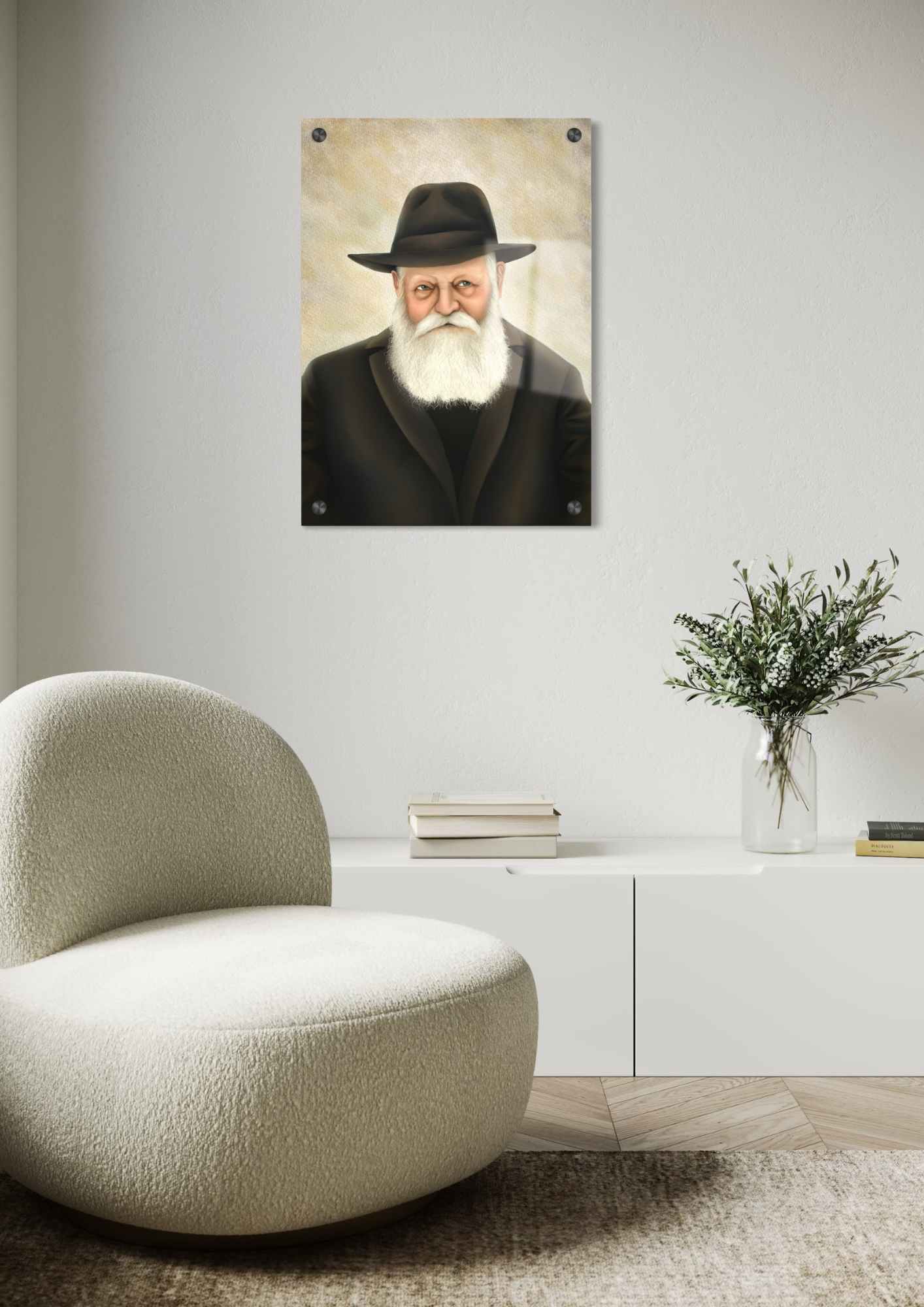 דגם הרבי מליובאוויטש בהדפסה על זכוכית