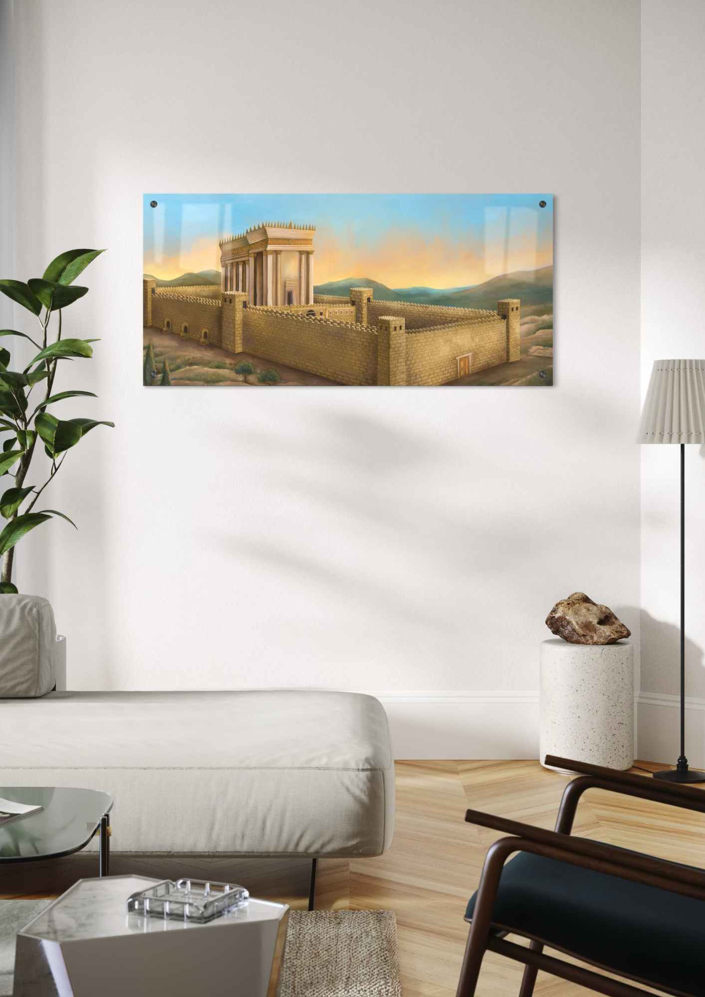 דגם בית המקדש בהדפסה על זכוכית