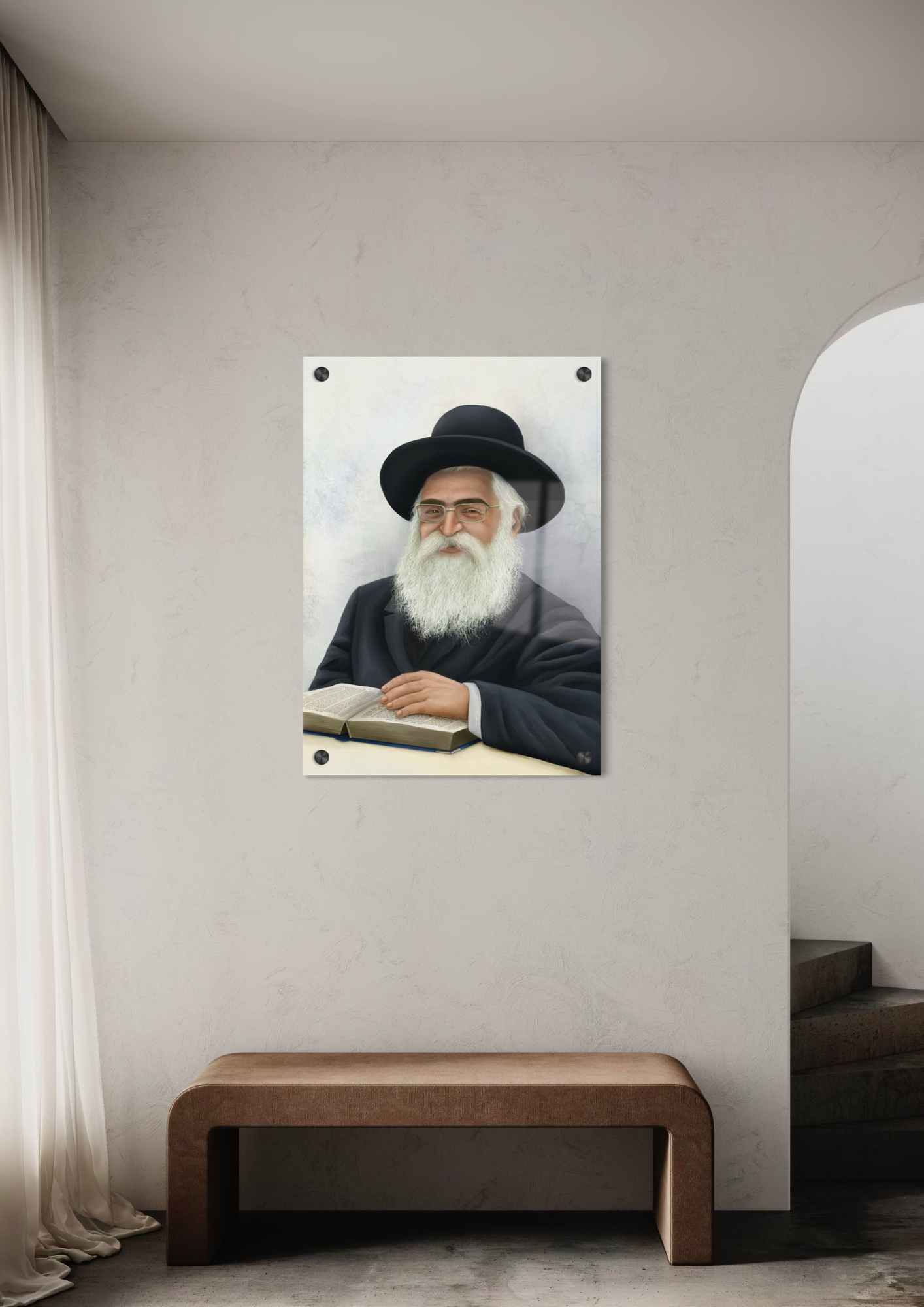 דגם הרב יורם אברג'ל בהדפסה על זכוכית