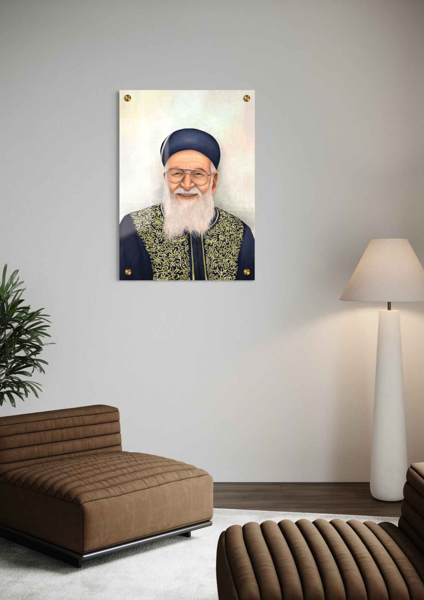 דגם הרב מרדכי אליהו בהדפסה על זכוכית