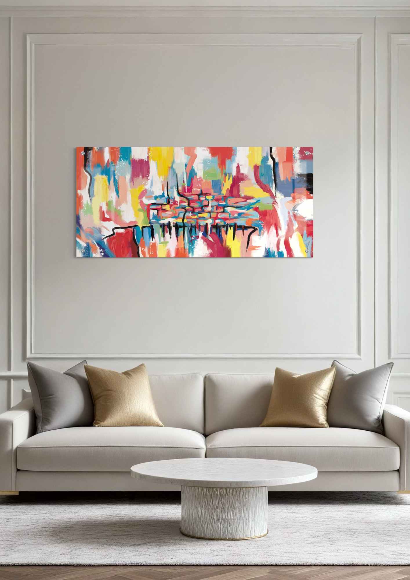 דגם הכותל צבעוני בהדפסה על זכוכית