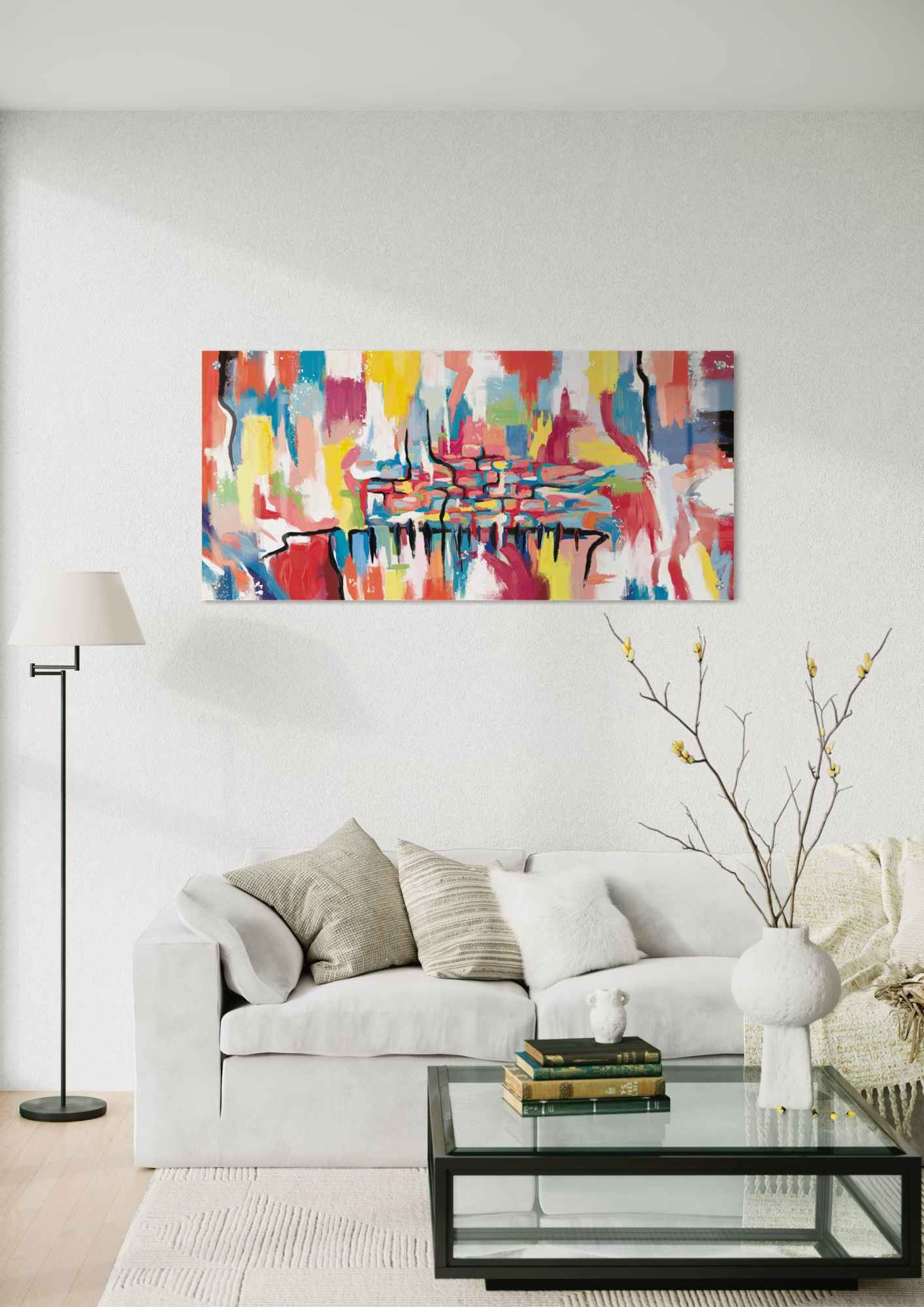 דגם הכותל צבעוני בהדפסה על זכוכית