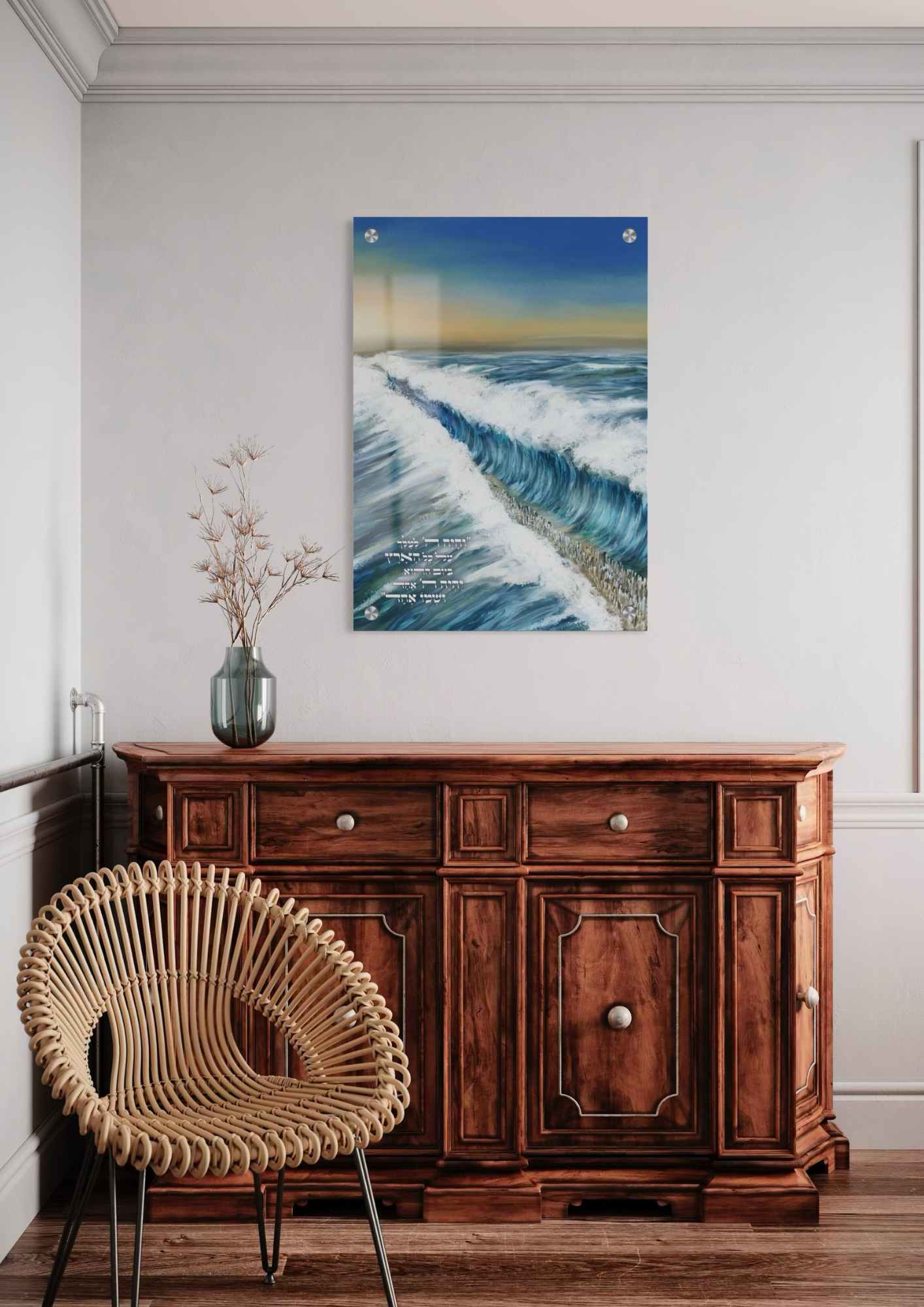 דגם קריעת ים סוף בהדפסה על זכוכית