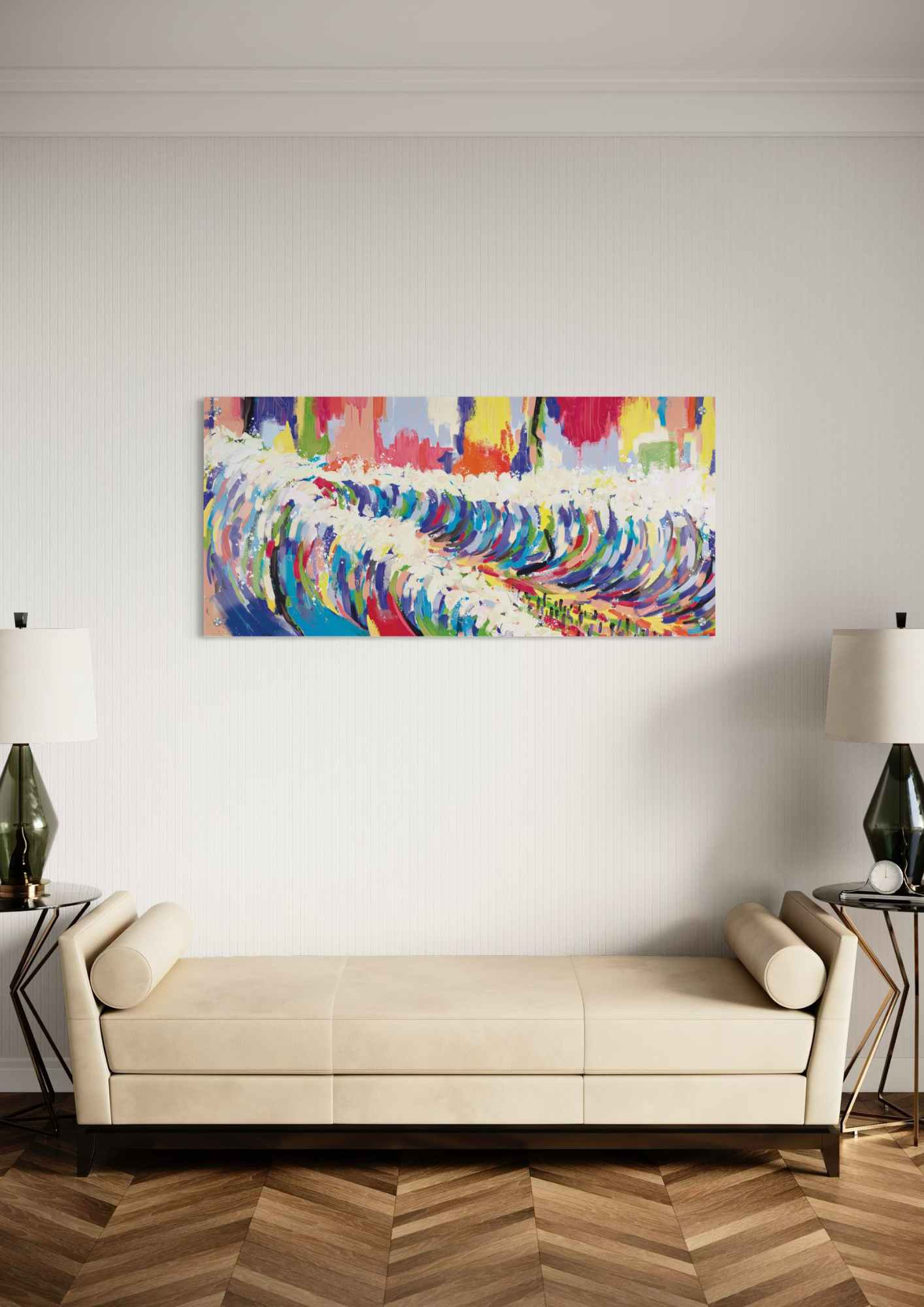 דגם קריעת ים סוף צבעוני בהדפסה על זכוכית