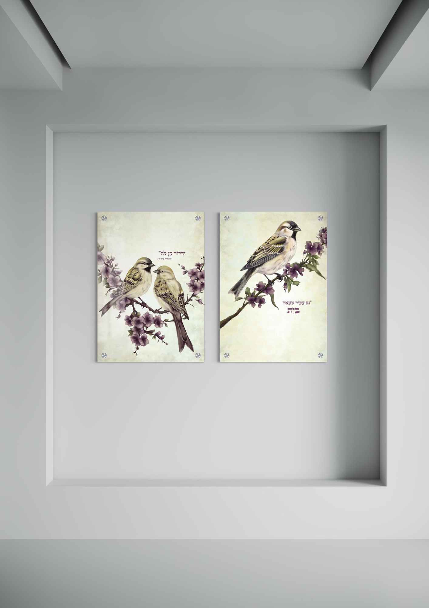 דגם דרור בהדפסה על זכוכית