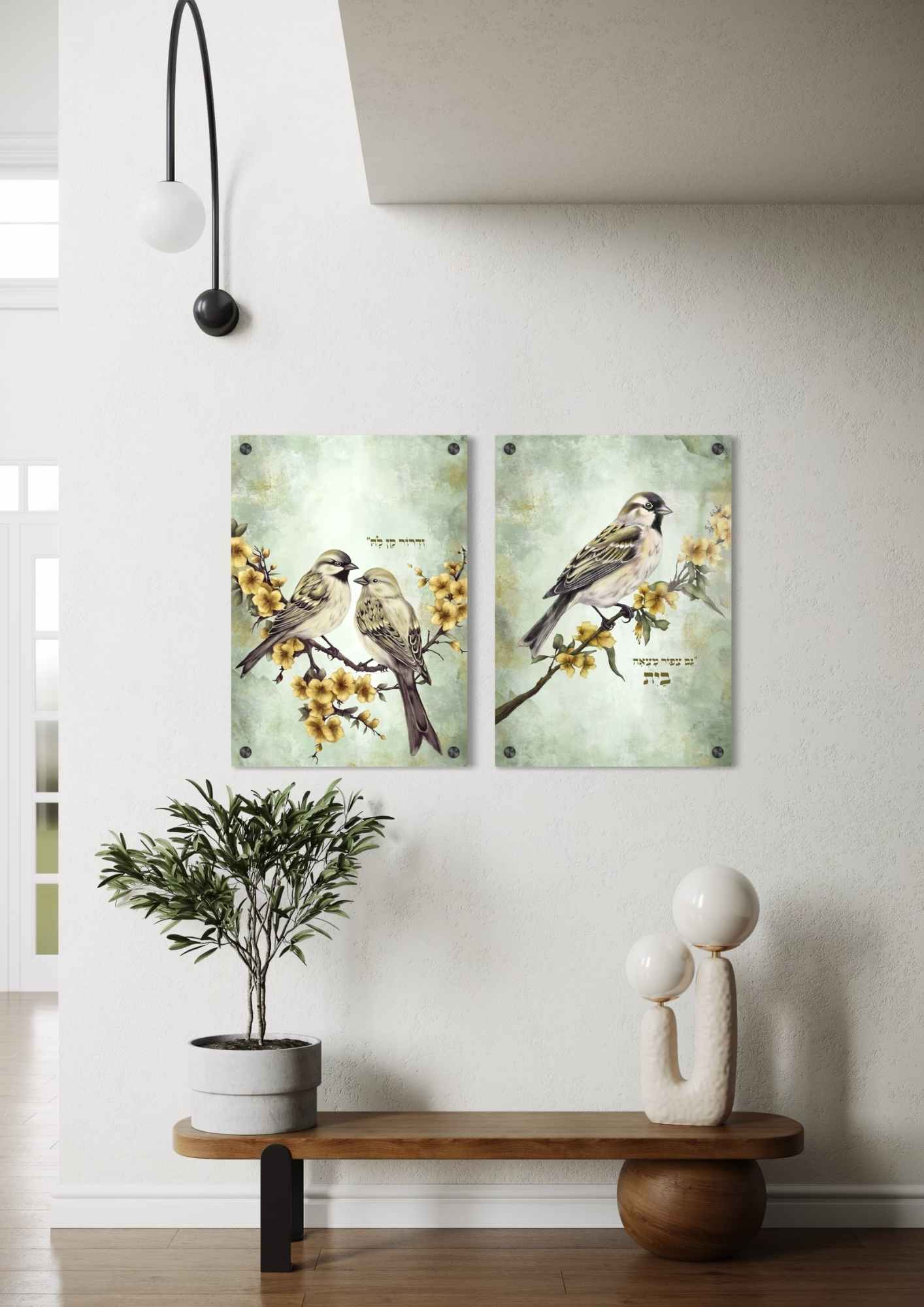 דגם דרור מנטה בהדפסה על זכוכית