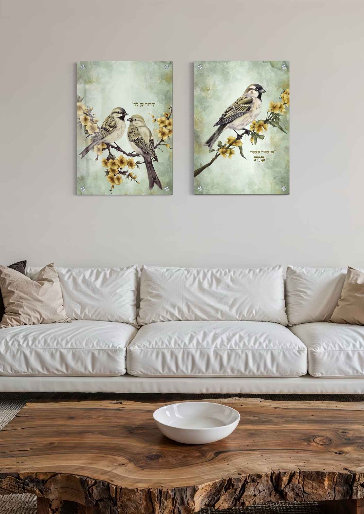 דגם דרור מנטה בהדפסה על זכוכית