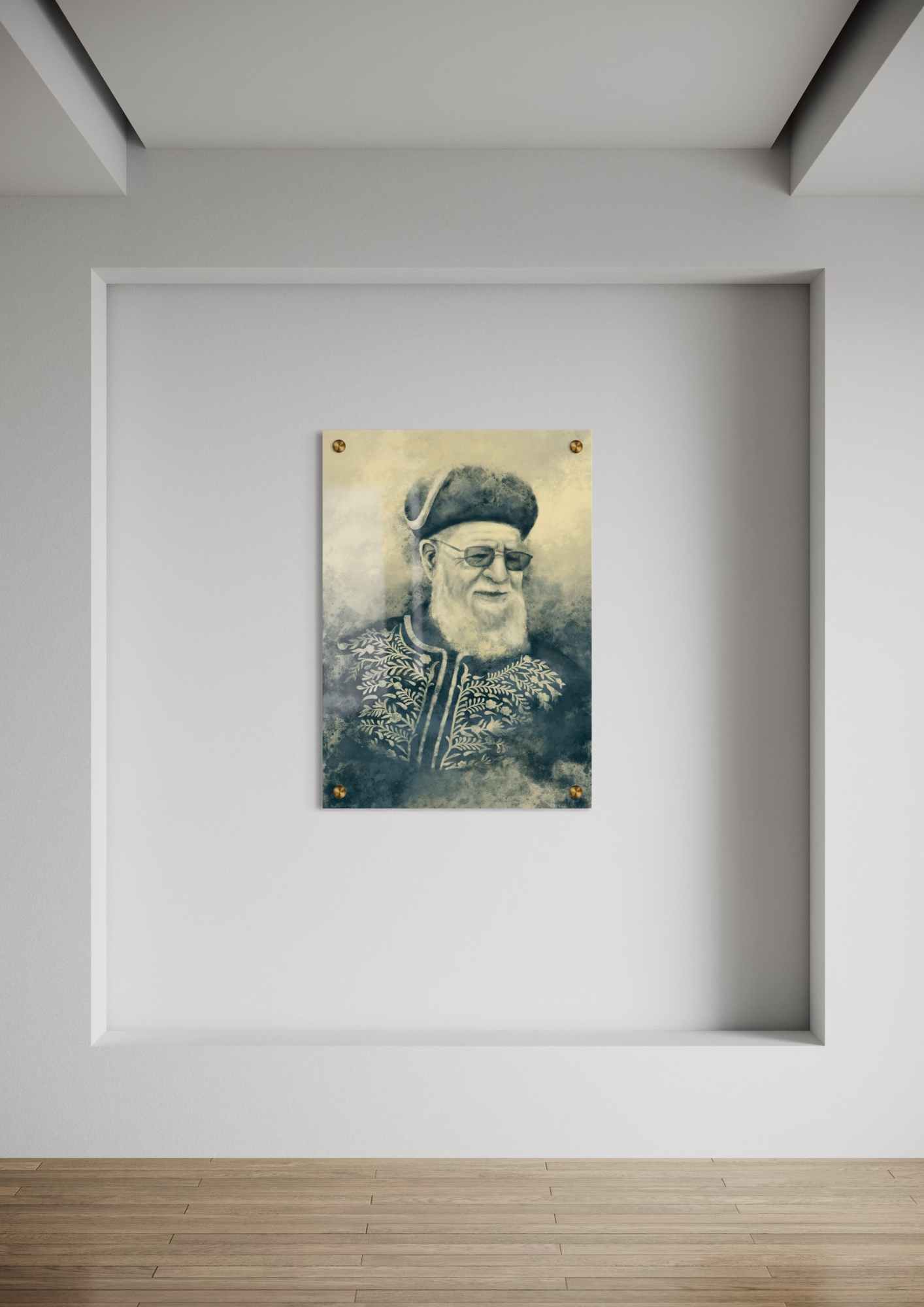 דגם הרב עובדיה יוסף בהדפסה על זכוכית