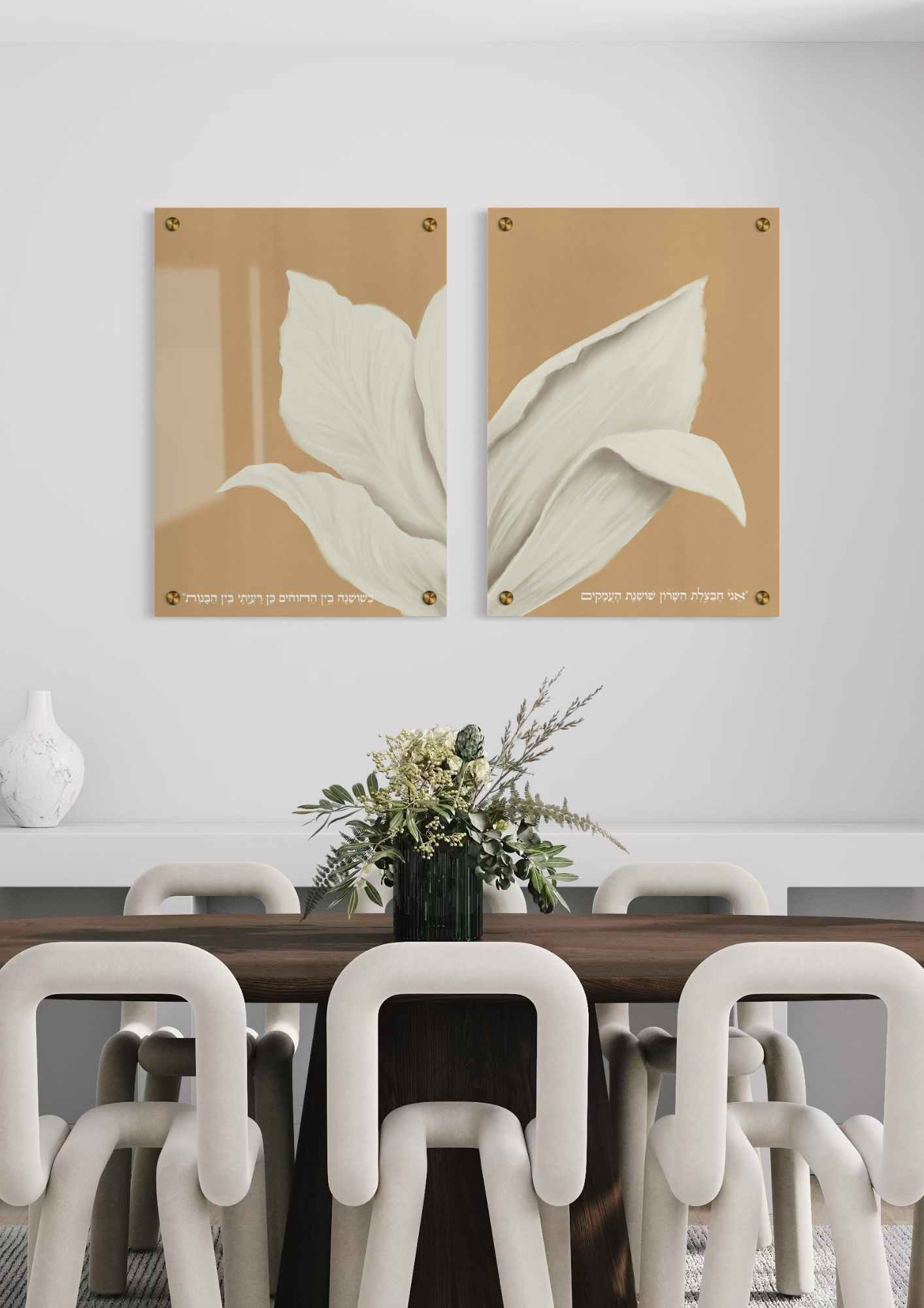 דגם חבצלת בהדפסה על זכוכית