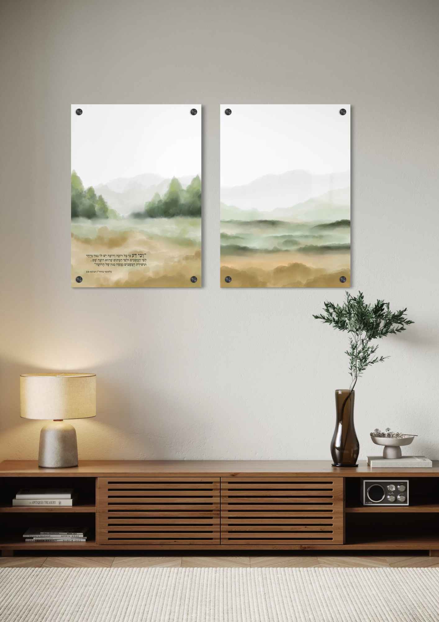 דגם שירת העשבים בהדפסה על זכוכית