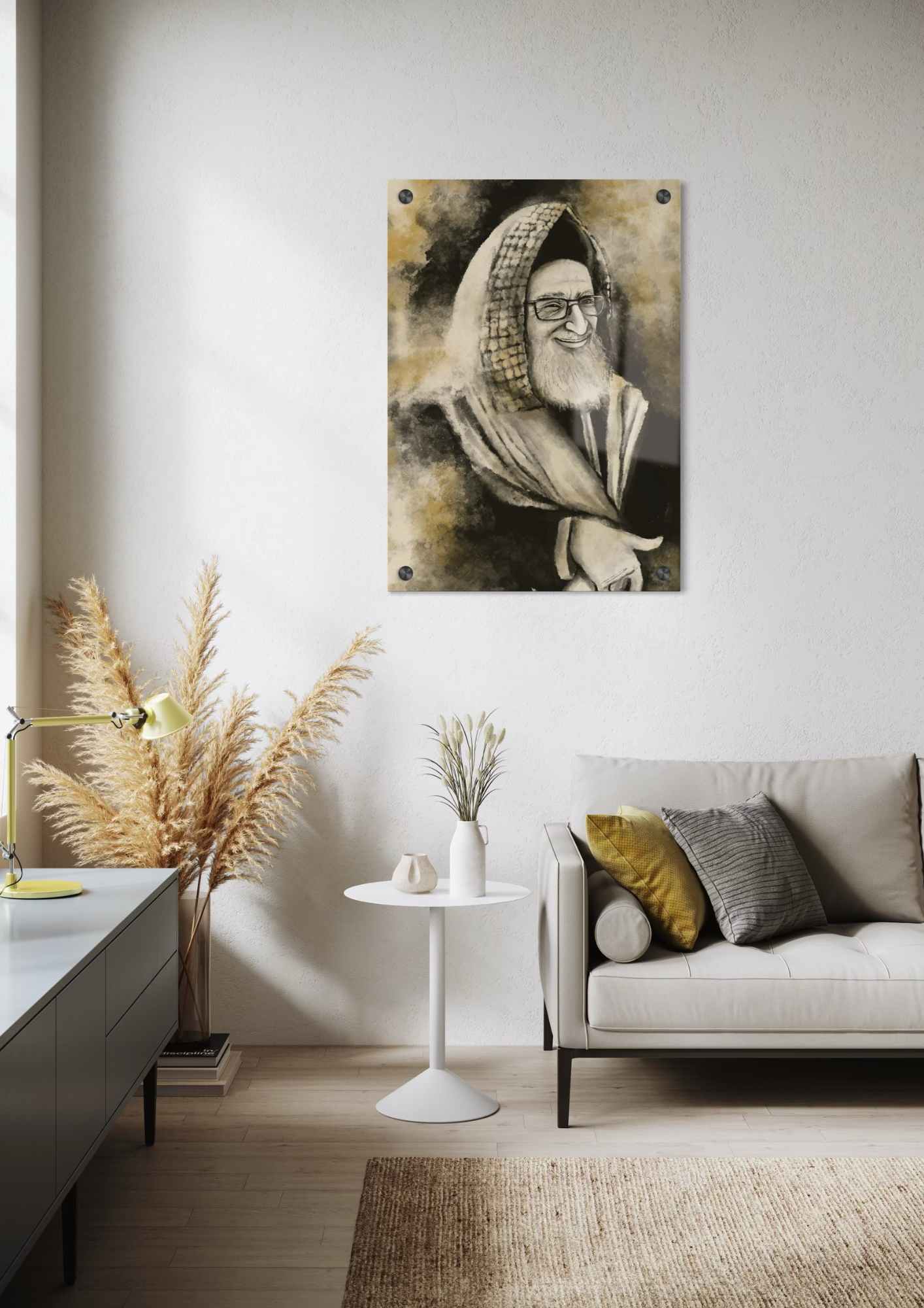 דגם הרב מרדכי אליהו - שחור סהרה זהב - בהדפסה על זכוכית