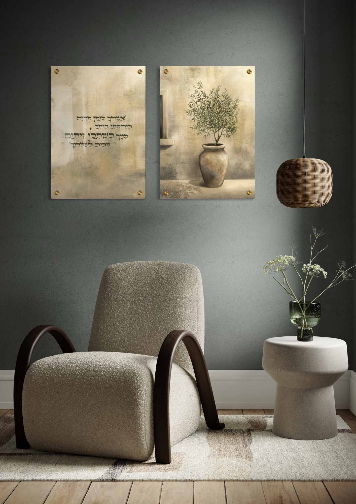 דגם זית בהדפסה על זכוכית