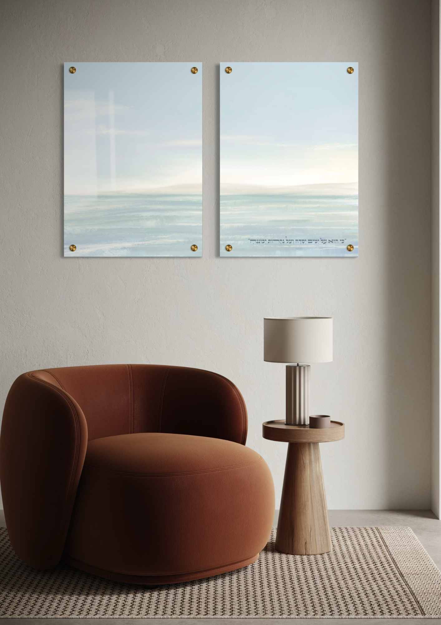 דגם ים אבסטרקט בהדפסה על זכוכית