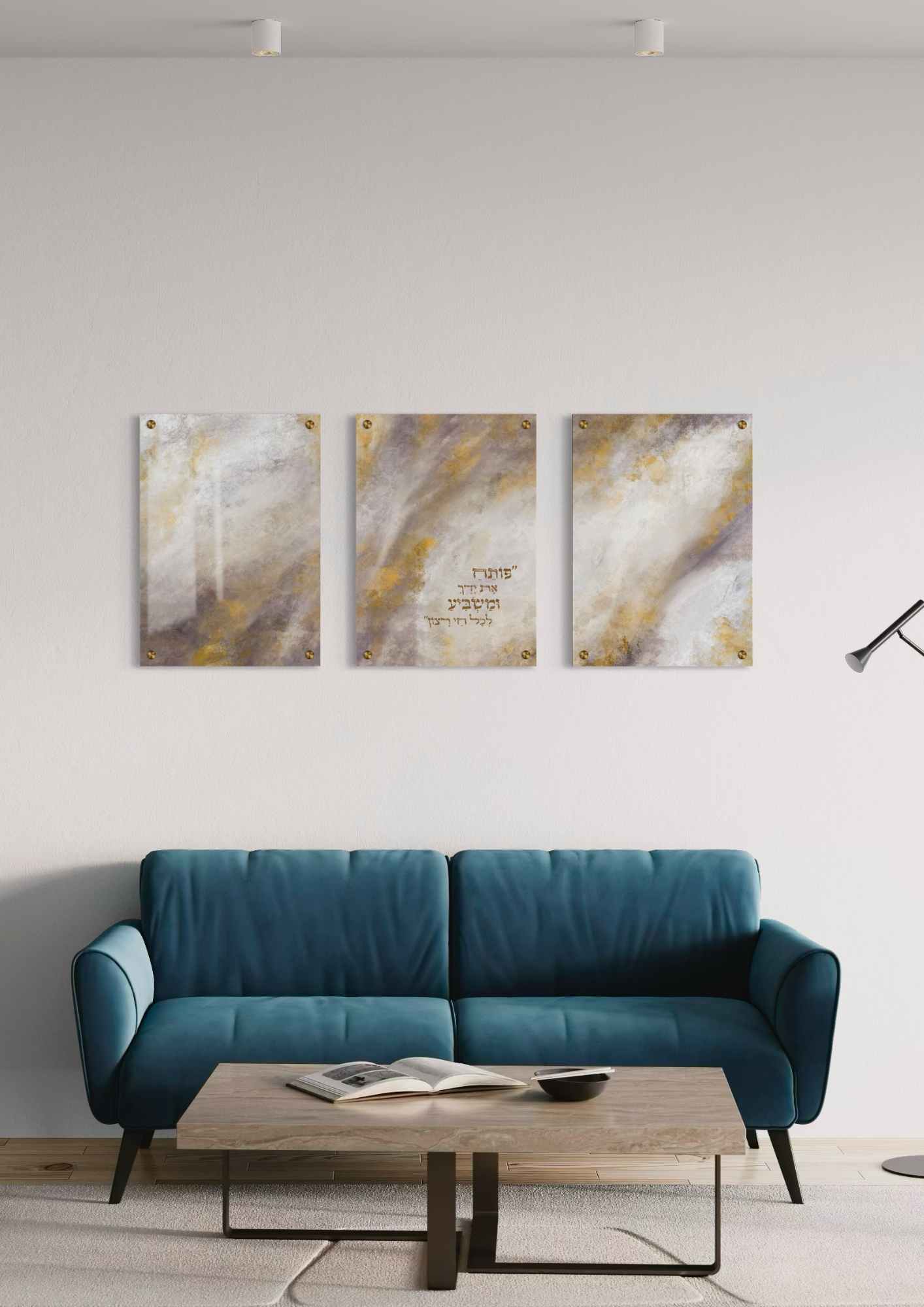 דגם פותח את ידיך סגול בהדפסה על זכוכית