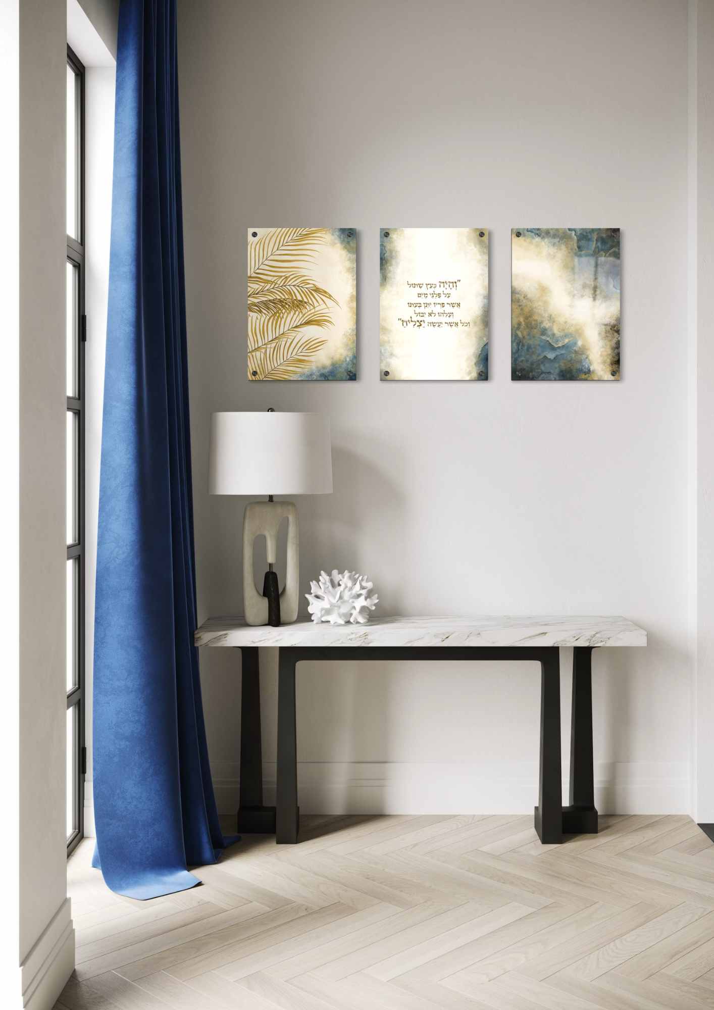 דגם פלגי מים בהדפסה על זכוכית