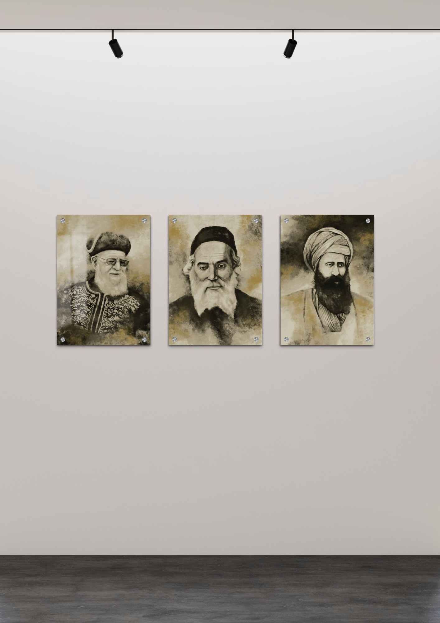 דגם רבנים – שחור סהרה זהב בהדפסה על זכוכית