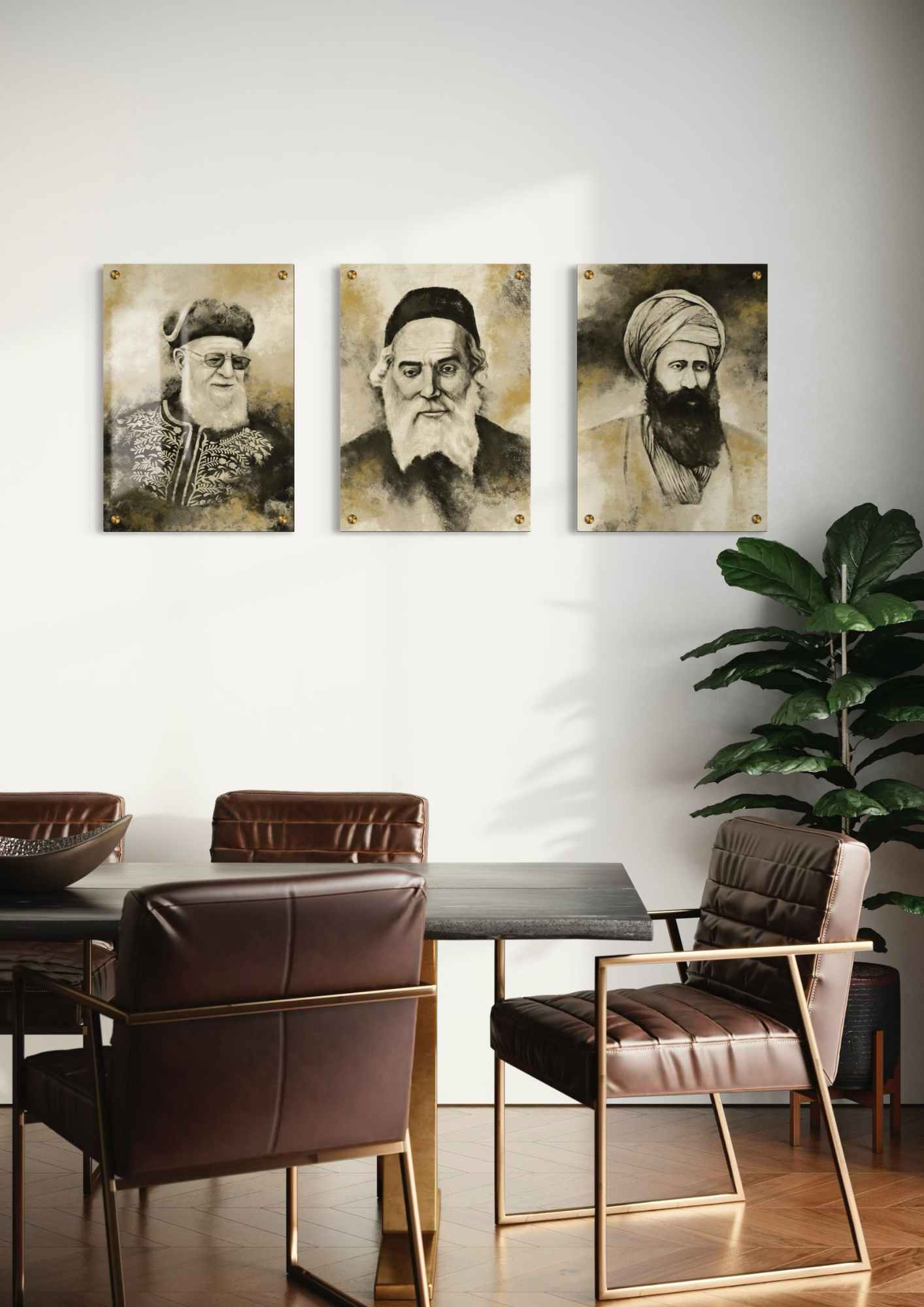 דגם רבנים – שחור סהרה זהב בהדפסה על זכוכית